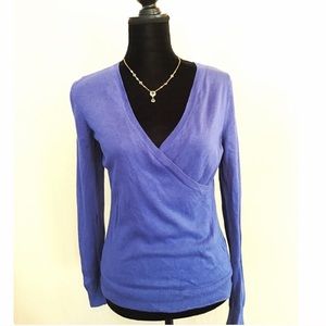 Talbots mock wrap sweater small blue